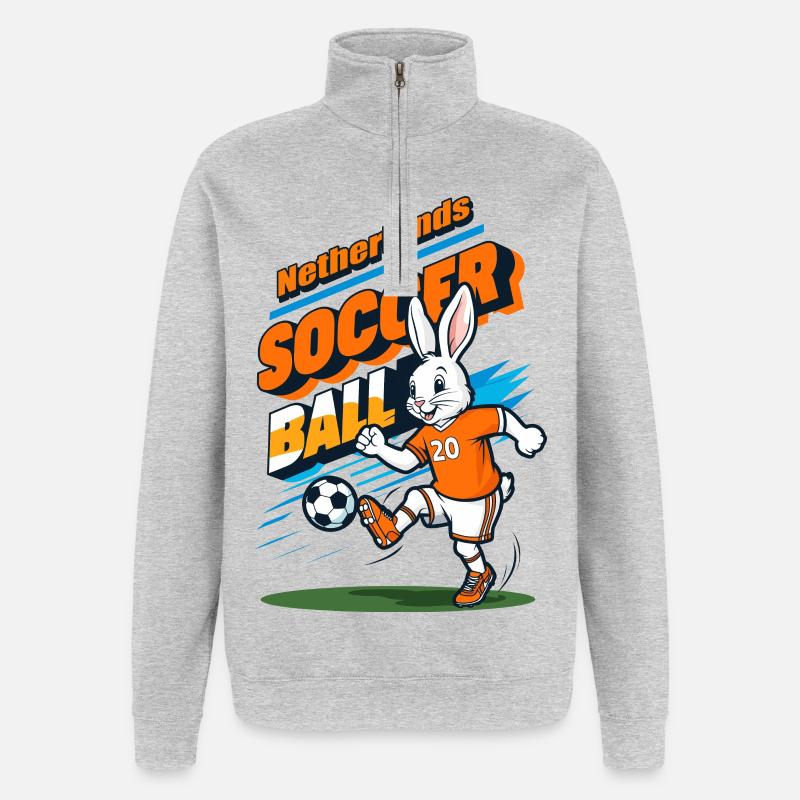 Fußball Hase - Quarter-Zip-Sweatshirt - Grau meliert
