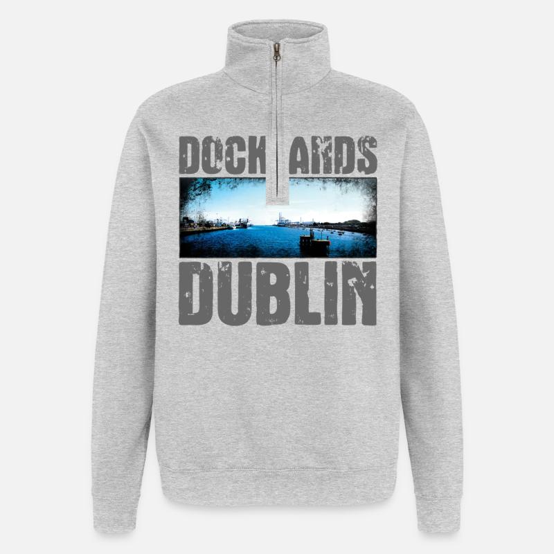 Docklands Dublin Wasseransicht - Quarter-Zip-Sweatshirt - Grau meliert