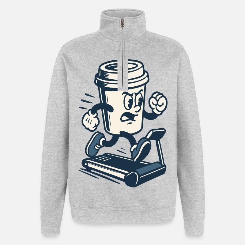 Caffeinated Sprint Coffee Cup - Quarter-Zip Sweatshirt - heather grey