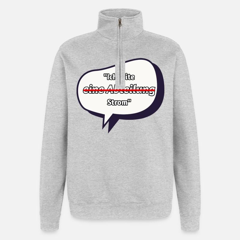 Ich leite Strom Spruch - Quarter-Zip-Sweatshirt - Grau meliert