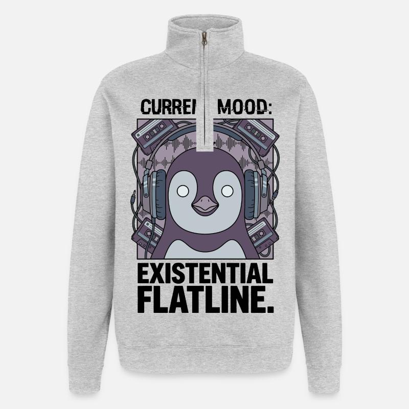 Current mood Existential zero line - Quarter-Zip Sweatshirt - heather grey