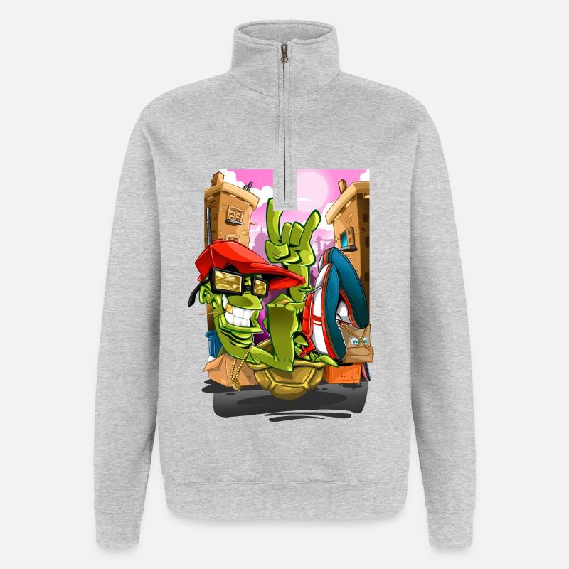 Breakdance - Sweat à zip 1/4 - gris chiné