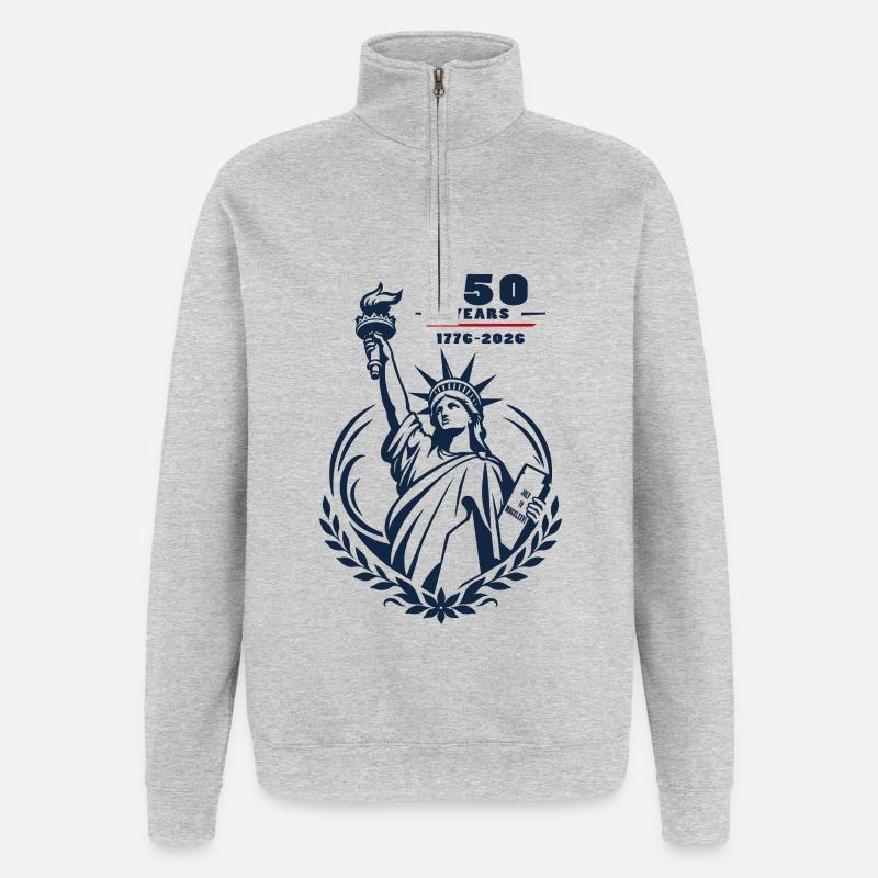 Emblème de la Liberté 250 ans - Sweat à zip 1/4 - gris chiné
