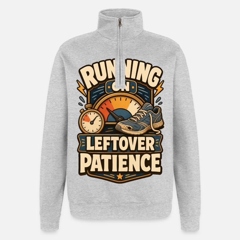 Running On Leftover Patience Geduld - Quarter-Zip Sweatshirt - heather grey