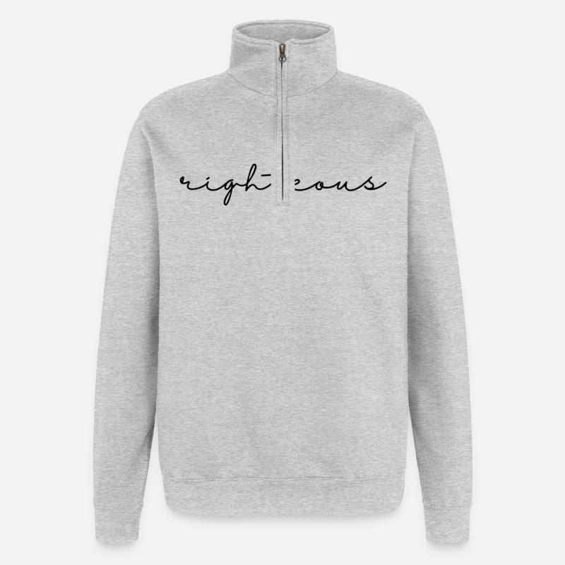 Righteous script - Quarter-Zip Sweatshirt - heather grey