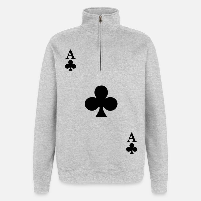 As de Trefle - Sweat à zip 1/4 - gris chiné