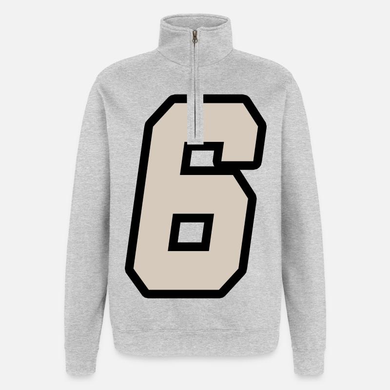Nummer sechs - Quarter-Zip-Sweatshirt - Grau meliert