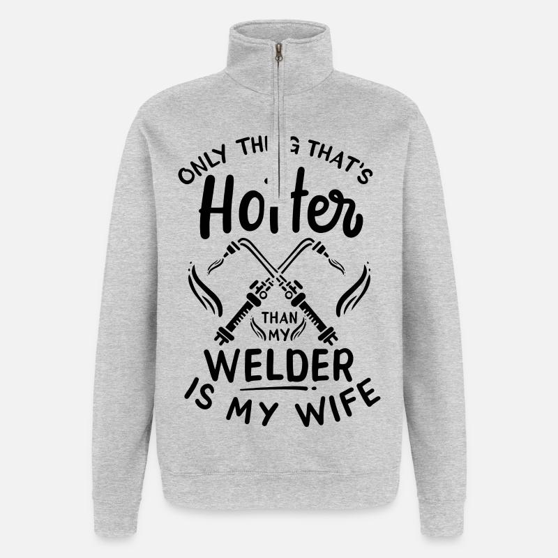 Schweißer Ehemann - Quarter-Zip-Sweatshirt - Grau meliert