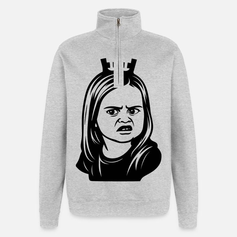 Skeptical meme girl with crown - Quarter-Zip Sweatshirt - heather grey