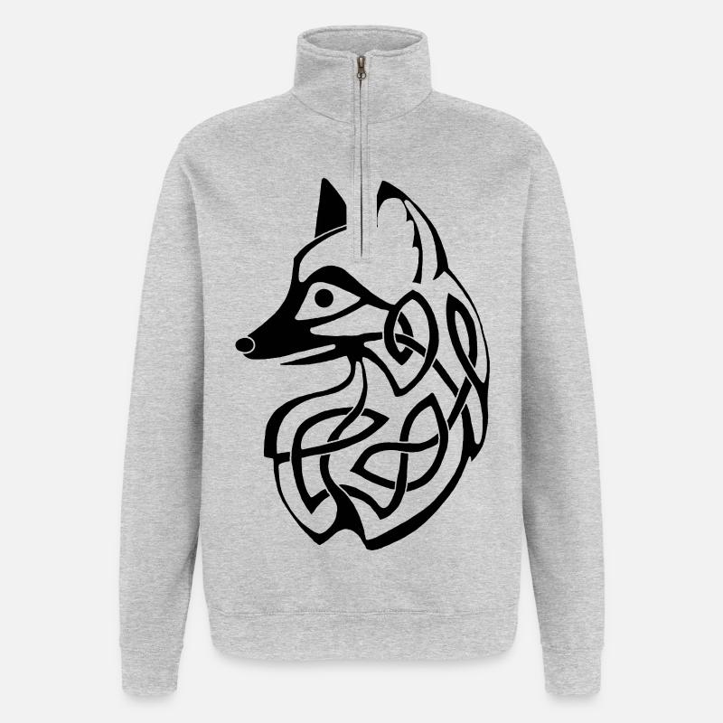 Black Celtic Fox - Quarter-Zip Sweatshirt - heather grey