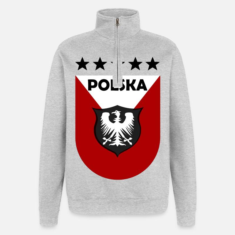 Polnisches Wappen Shield Design - Quarter-Zip-Sweatshirt - Grau meliert