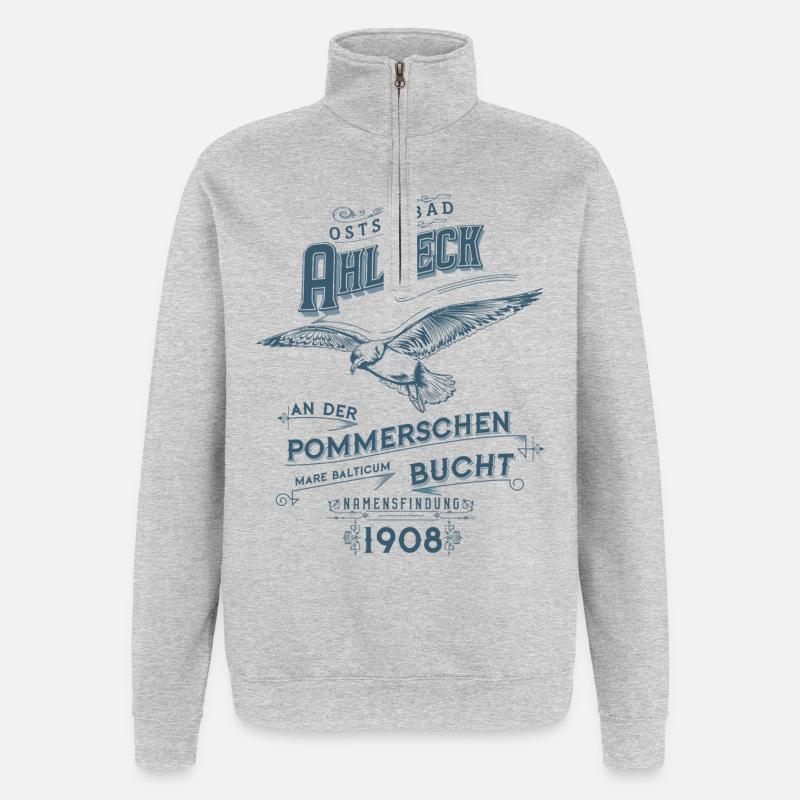 Ostseebad Ahlbeck - Quarter-Zip-Sweatshirt - Grau meliert