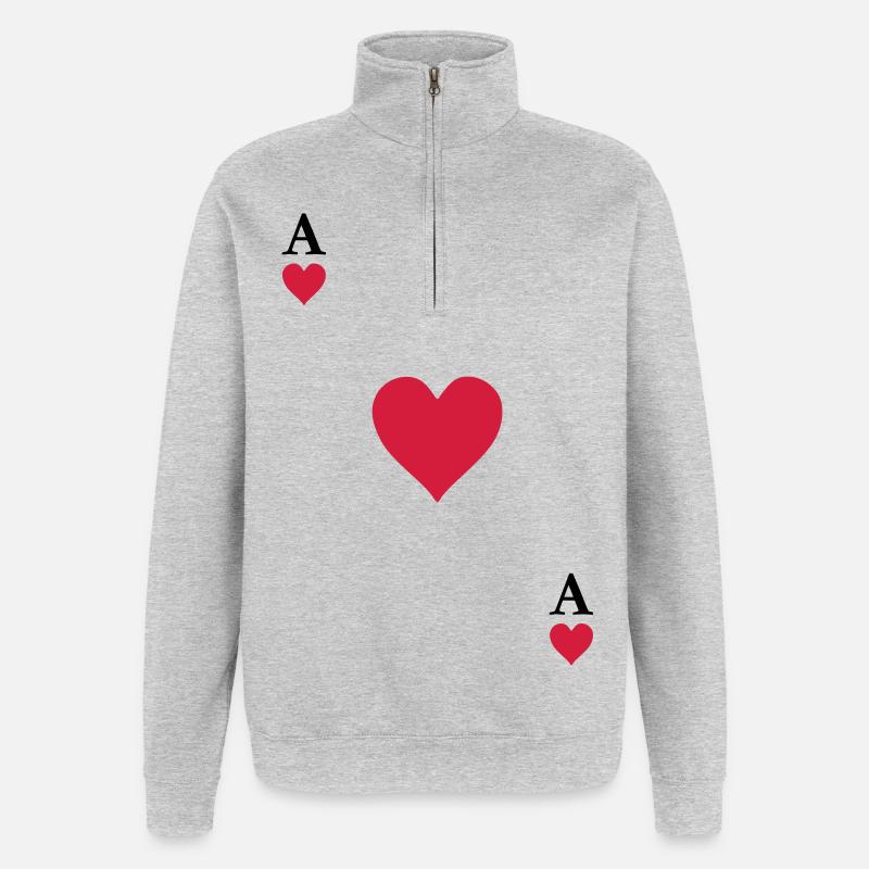 As de coeur - Sweat à zip 1/4 - gris chiné