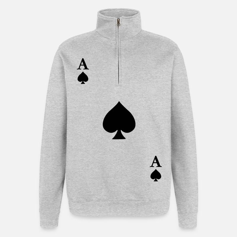 As de Pique - Sweat à zip 1/4 - gris chiné