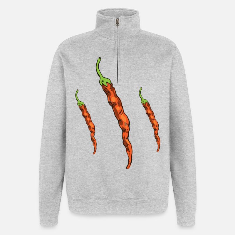 Piments - Sweat à zip 1/4 - gris chiné