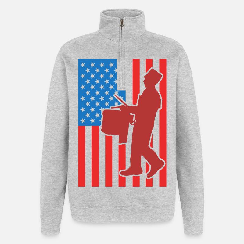 Drapeau de Drum USA - Sweat à zip 1/4 - gris chiné