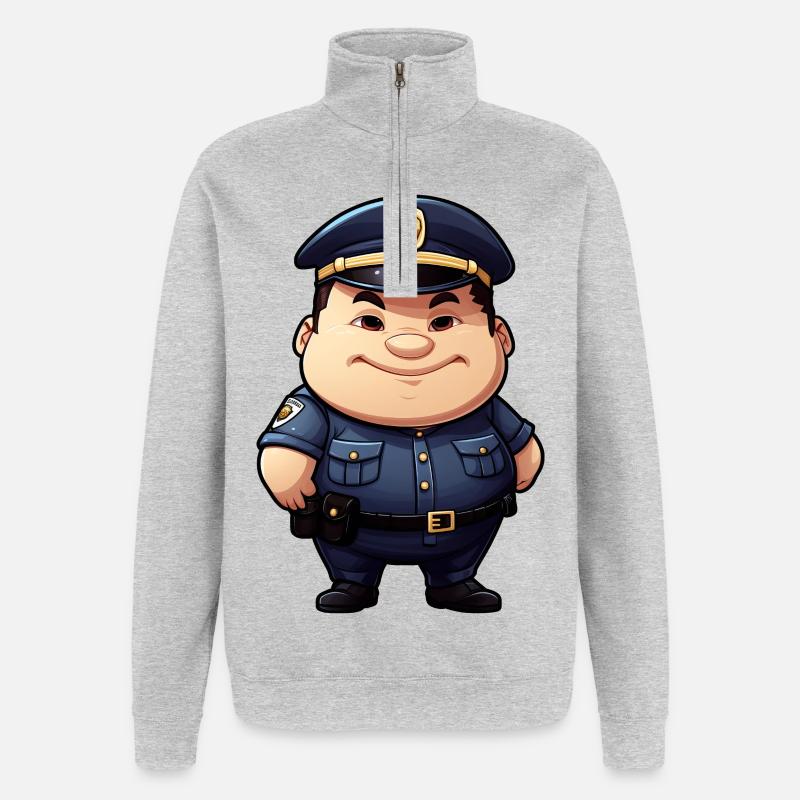 dicker Polizist - Quarter-Zip-Sweatshirt - Grau meliert