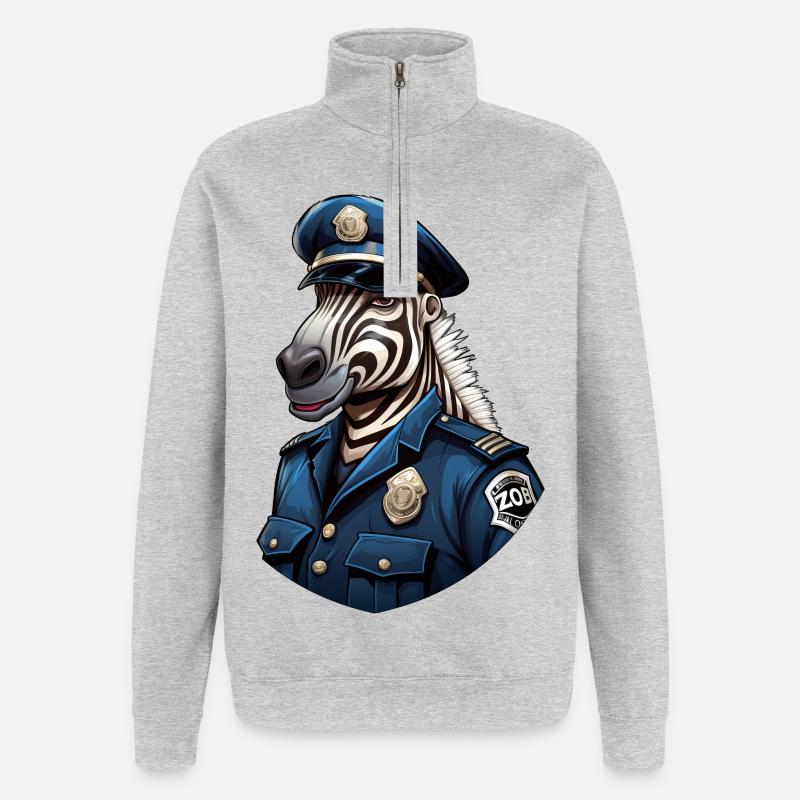 Zebra Polizist - Quarter-Zip-Sweatshirt - Grau meliert