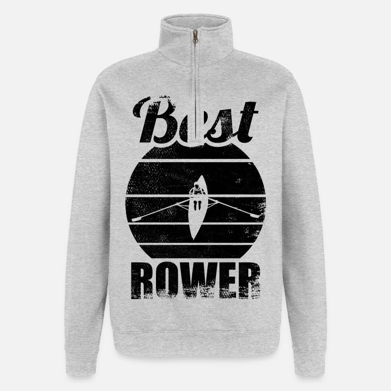 Bester Ruderer - Quarter-Zip-Sweatshirt - Grau meliert