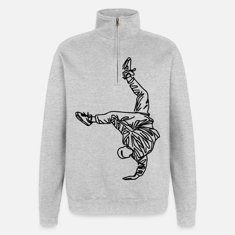 Dessin de breakdancer - Sweat à zip 1/4 - gris chiné