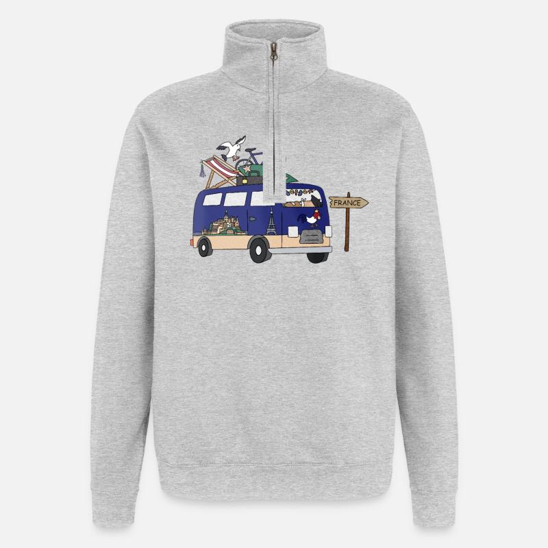 Tour de Camping Camper Frankreich - Quarter-Zip-Sweatshirt - Grau meliert
