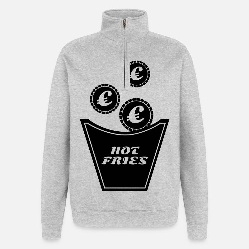 Frites chères - Sweat à zip 1/4 - gris chiné