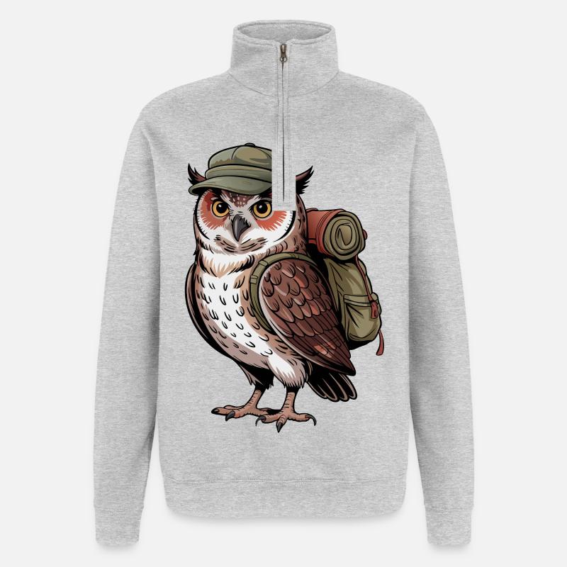 Aventure de la chouette errante - Sweat à zip 1/4 - gris chiné