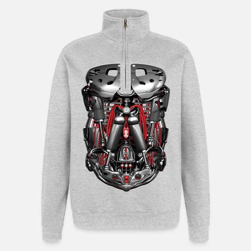 CYBORG ARMOR – Geek & Science-Fiction - Quarter-Zip-Sweatshirt - Grau meliert