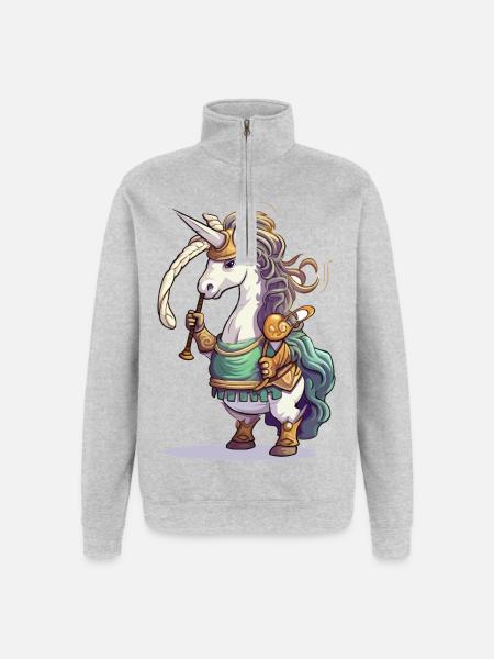 Unicornenkrieger Dudelsack - Quarter-Zip-Sweatshirt - Grau meliert