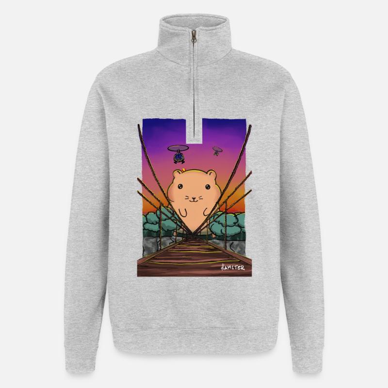 War Hamster - Quarter-Zip Sweatshirt - heather grey