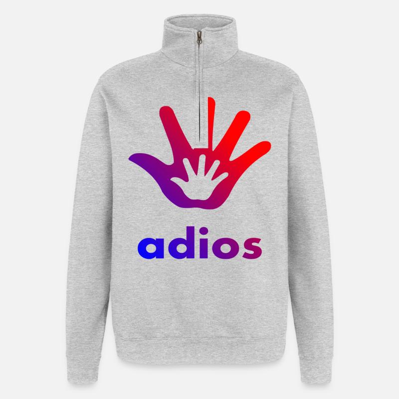 Main Adios - Sweat à zip 1/4 - gris chiné