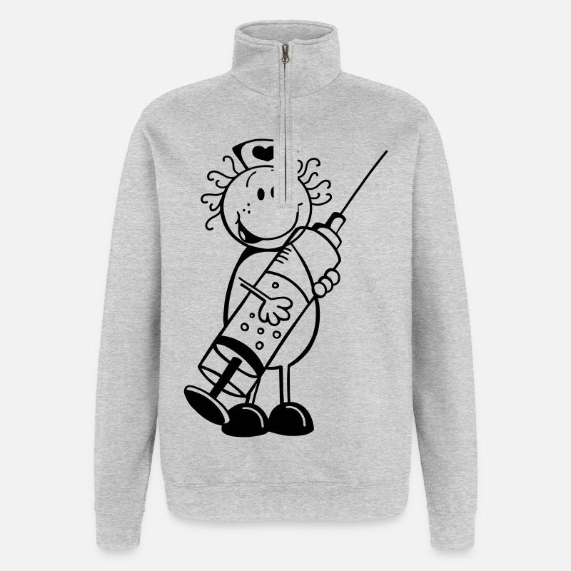 Krankenschwester Strichmännchen - Geschenk - Quarter-Zip-Sweatshirt - Grau meliert