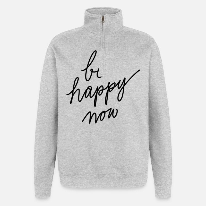Sei jetzt glücklich! - Quarter-Zip-Sweatshirt - Grau meliert