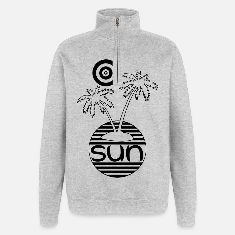 Sonne im Paradies (Schwarz) - Quarter-Zip-Sweatshirt - Grau meliert