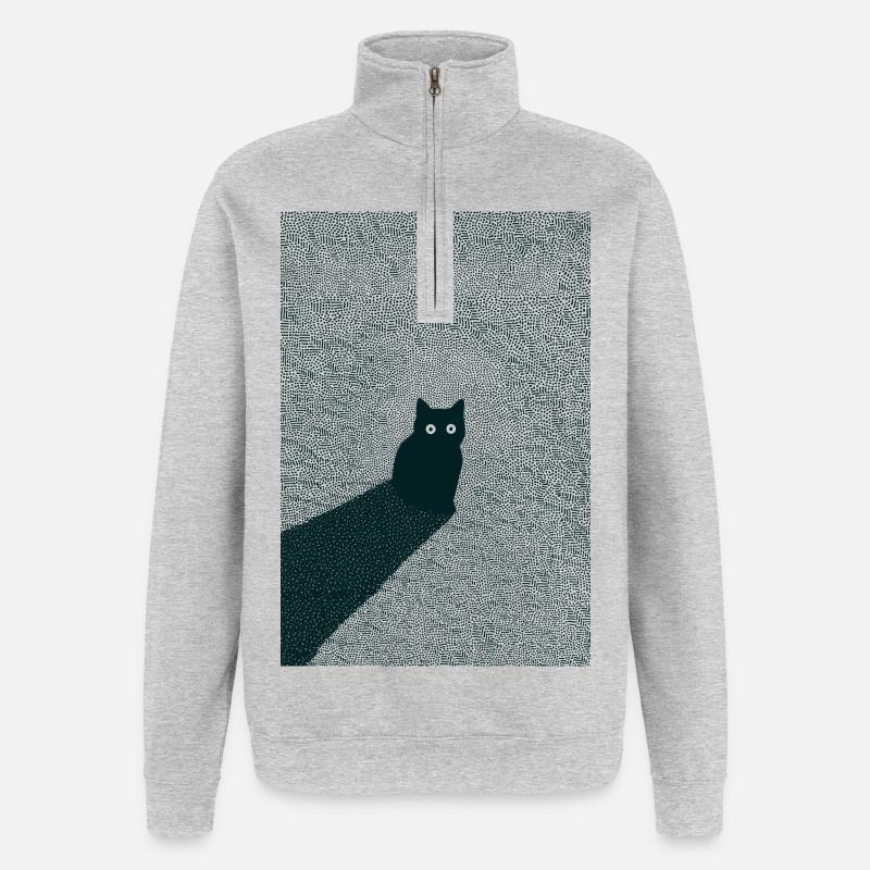 Kitty Dots - Quarter-Zip Sweatshirt - heather grey