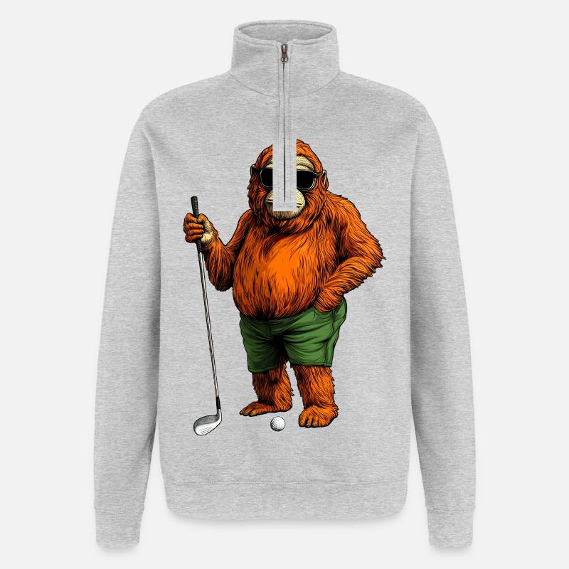 Monkey Golf - Quarter-Zip Sweatshirt - heather grey