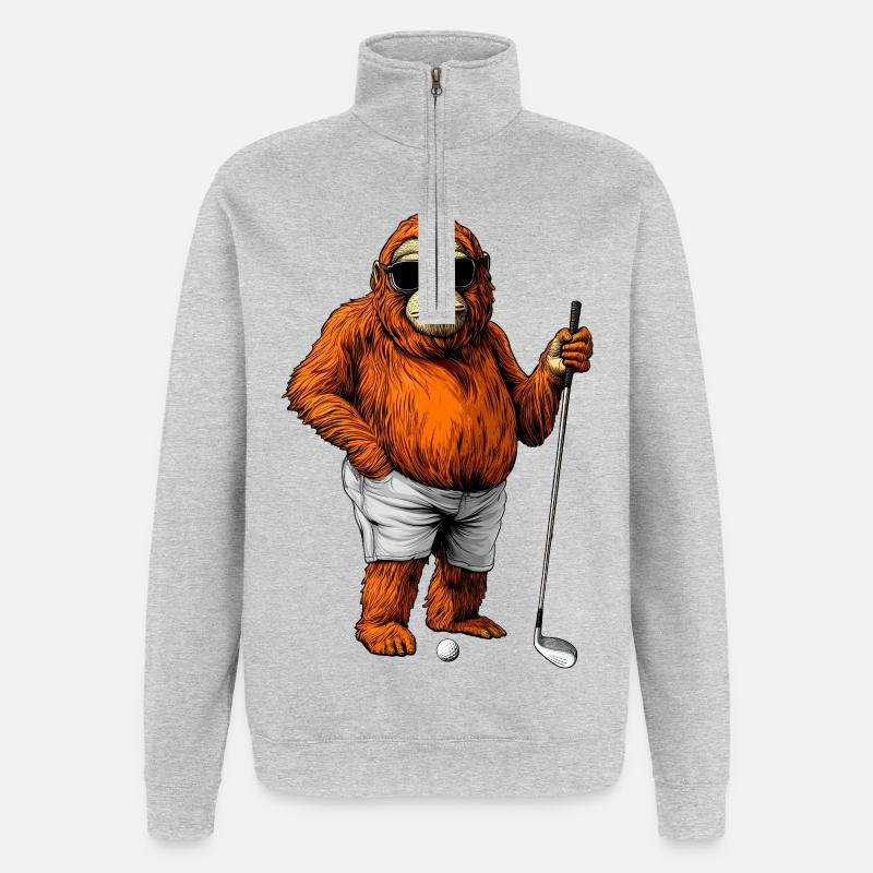 Golf Orang Utan - Quarter-Zip-Sweatshirt - Grau meliert