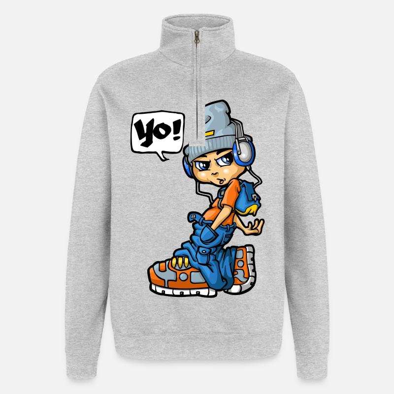 Yo - Sweat à zip 1/4 - gris chiné