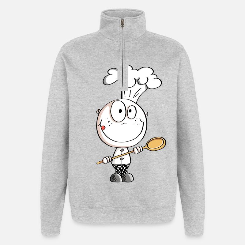 Koch Strichmännchen Comic - Quarter-Zip-Sweatshirt - Grau meliert