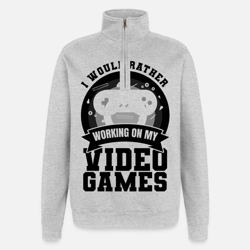 Game Dev - Quarter-Zip-Sweatshirt - Grau meliert