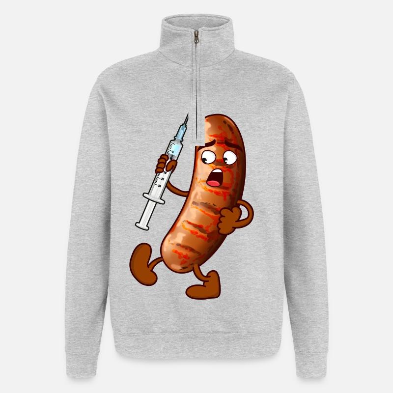 impfwurst Bratwurst Impfen Virus - Quarter-Zip-Sweatshirt - Grau meliert