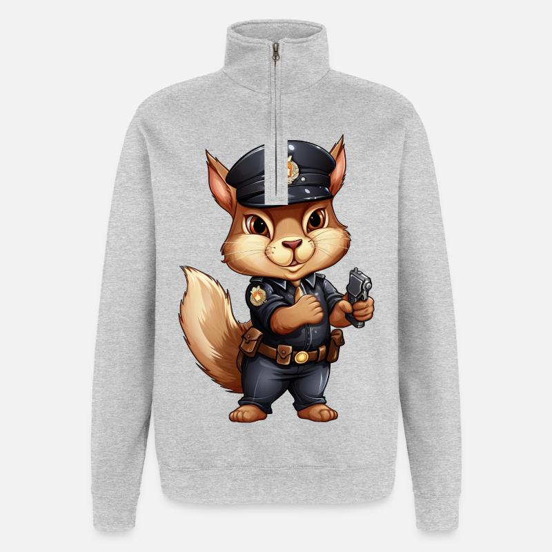 Policier écureuil - Sweat à zip 1/4 - gris chiné