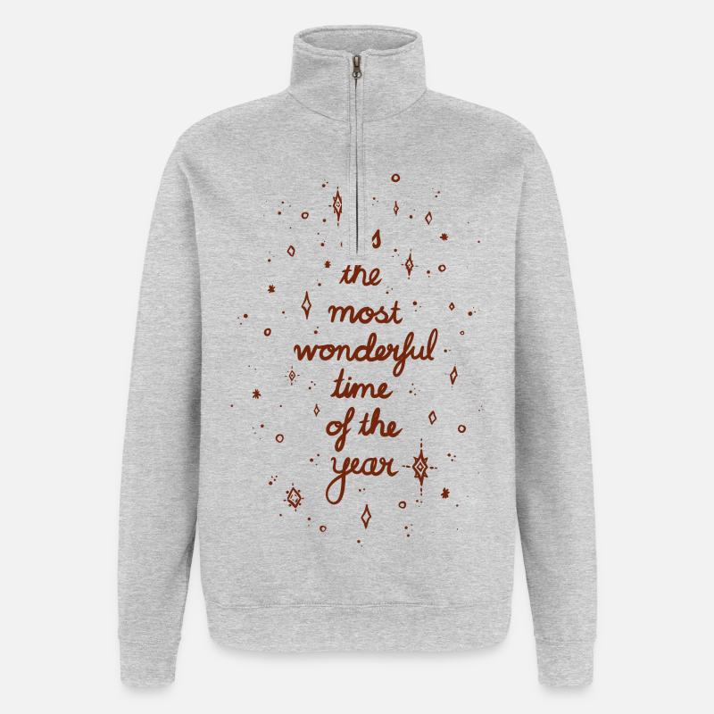Fêtes - Sweat à zip 1/4 - gris chiné