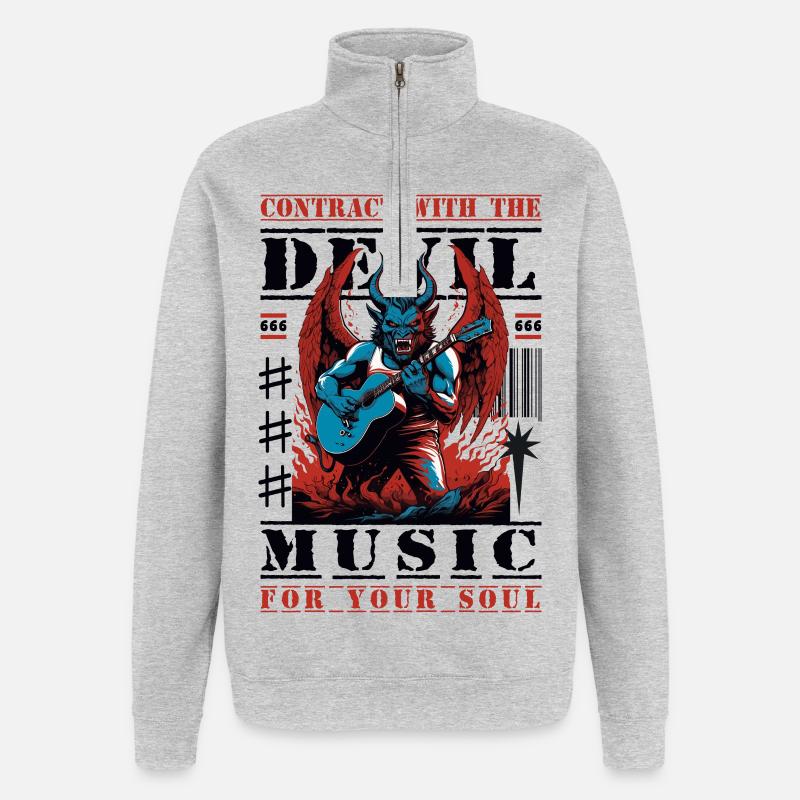 Devil Rock Music - Quarter-Zip Sweatshirt - heather grey