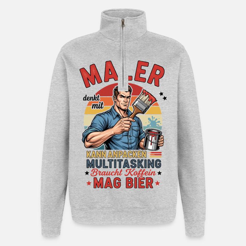 Der Maler - Quarter-Zip-Sweatshirt - Grau meliert