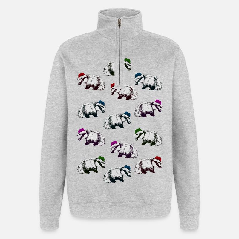 WEIHNACHTSDACHSE - Quarter-Zip-Sweatshirt - Grau meliert