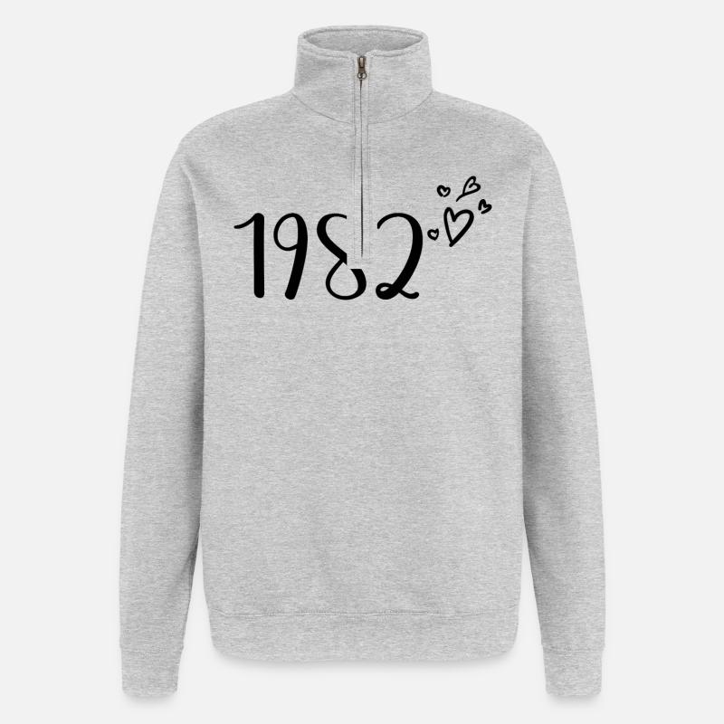 1982 - Sweat à zip 1/4 - gris chiné