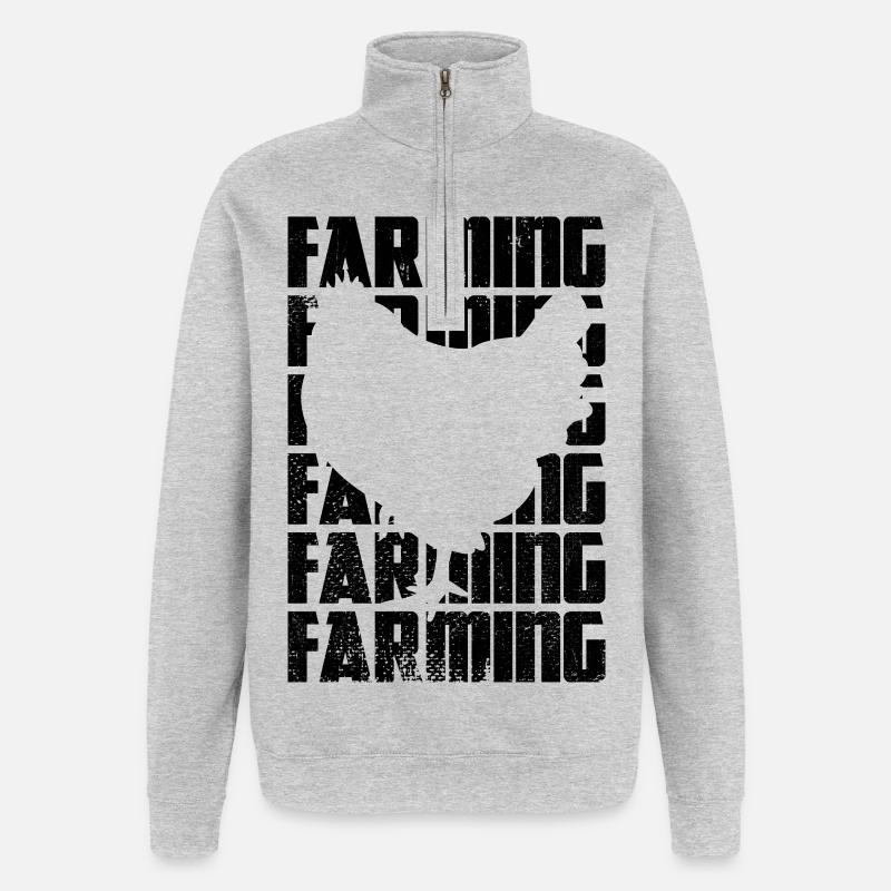 Élevage de poulets - Sweat à zip 1/4 - gris chiné