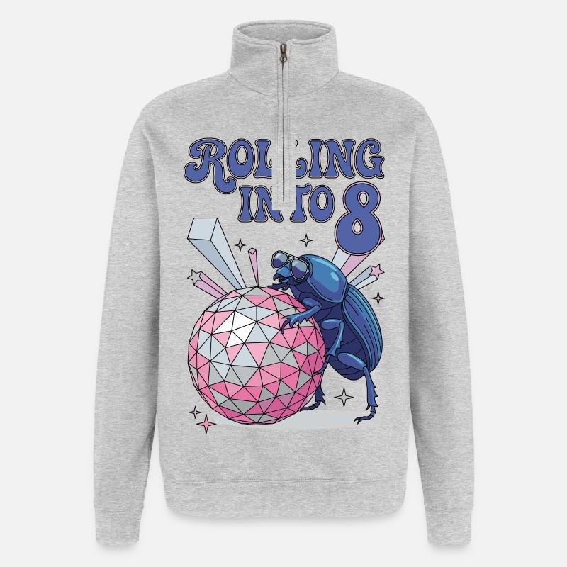 Rolling Into 8 Disco-Mistkäfer - Quarter-Zip Sweatshirt - heather grey