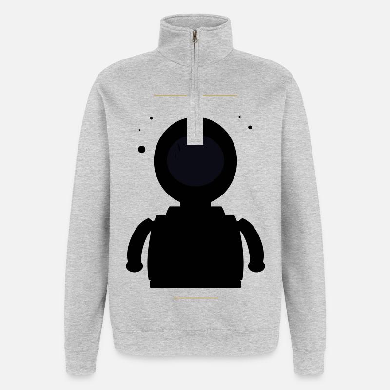 Minimalistischer Schwarzer Mond - Quarter-Zip-Sweatshirt - Grau meliert